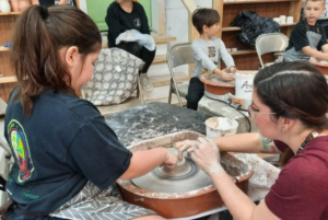 Children making ornaments