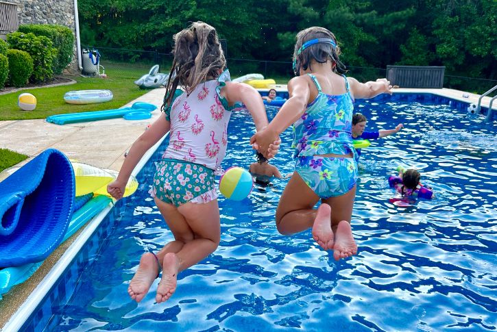 Kids playing in a pool